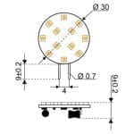 Talamex G4 LED Warm Wit Dimbaar 10-30V 2W 12 LEDS side pin